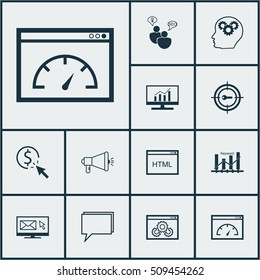 Set Of Marketing Icons On Conference, Media Campaign And Newsletter Topics. Editable Vector Illustration. Includes Marketing, Viral, Creativity And More Vector Icons.
