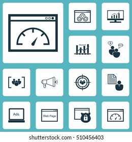 Set Of Marketing Icons On Digital Media, Questionnaire And Market Research Topics. Editable Vector Illustration. Includes Businessman, Analytics, Dynamics And More Vector Icons.