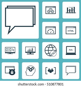 Set Of Marketing Icons On Digital Media, Coding And Newsletter Topics. Editable Vector Illustration. Includes Brain, Conference, Digital And More Vector Icons.