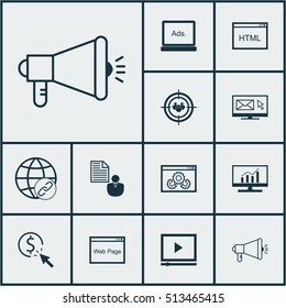 Set Of Marketing Icons On Digital Media, Video Player And Website Topics. Editable Vector Illustration. Includes Pay, Digital, Per And More Vector Icons.