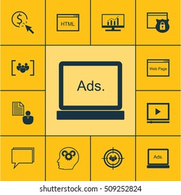 Set Of Marketing Icons On Focus Group, Market Research And Report Topics. Editable Vector Illustration. Includes Comprehensive, Web, Click And More Vector Icons.