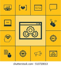 Set Of Marketing Icons On Focus Group, Report And Brain Process Topics. Editable Vector Illustration. Includes Plan, Brief, Consulting And More Vector Icons.