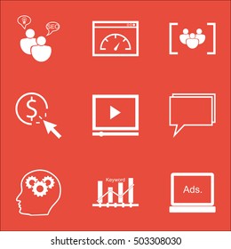 Set Of Marketing Icons On Keyword Optimisation, Digital Media And PPC Topics. Editable Vector Illustration. Includes Display, Digital And Creativity Vector Icons.