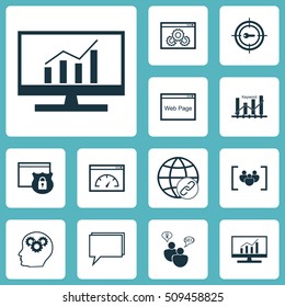 Set Of Marketing Icons On Keyword Optimisation, Security And Loading Speed Topics. Editable Vector Illustration. Includes Page, Group, Consulting And More Vector Icons.