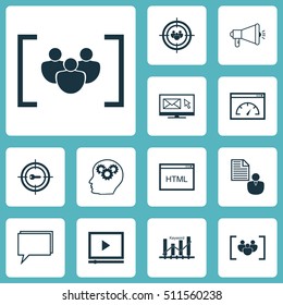 Set Of Marketing Icons On Keyword Optimisation, Questionnaire And Brain Process Topics. Editable Vector Illustration. Includes Community, Performance, Focus And More Vector Icons.