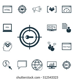 Set Of Marketing Icons On Keyword Marketing, Digital Media And Website Topics. Editable Vector Illustration. Includes Per, Link, Performance And More Vector Icons.