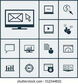 Set Of Marketing Icons On Keyword Marketing, PPC And SEO Brainstorm Topics. Editable Vector Illustration. Includes Pay, Advertising, Optimization And More Vector Icons.