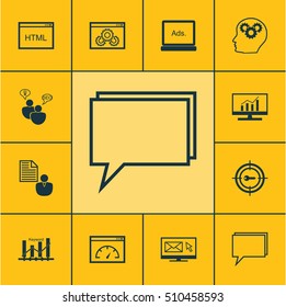 Set Of Marketing Icons On Loading Speed, Conference And Coding Topics. Editable Vector Illustration. Includes Target, Display, Brain And More Vector Icons.