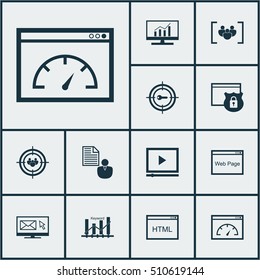 Set Of Marketing Icons On Loading Speed, Keyword Marketing And Report Topics. Editable Vector Illustration. Includes Code, Focus, Advertising And More Vector Icons.