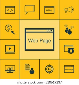 Set Of Marketing Icons On Loading Speed, Security And Conference Topics. Editable Vector Illustration. Includes Video, Keyword, Consulting And More Vector Icons.