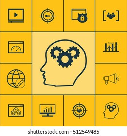 Set Of Marketing Icons On Loading Speed, Keyword Optimisation And Focus Group Topics. Editable Vector Illustration. Includes Speed, Marketing, Ranking And More Vector Icons.