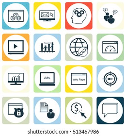 Set Of Marketing Icons On Loading Speed, SEO Brainstorm And Brain Process Topics. Editable Vector Illustration. Includes Online, Consulting, Newsletter And More Vector Icons.
