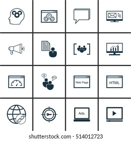 Set Of Marketing Icons On Loading Speed, Report And Keyword Marketing Topics. Editable Vector Illustration. Includes HTML, Digital, Viral And More Vector Icons.