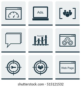 Set Of Marketing Icons On Loading Speed, Keyword Marketing And Website Topics. Editable Vector Illustration. Includes Keyword, Browser, Conference And More Vector Icons.