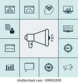 Set Of Marketing Icons On Market Research, Media Campaign And Keyword Optimisation Topics. Editable Vector Illustration. Includes Client, Browser, Creativity And More Vector Icons.