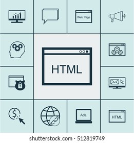 Set Of Marketing Icons On Market Research, Coding And Brain Process Topics. Editable Vector Illustration. Includes Analytics, Email, Creativity And More Vector Icons.