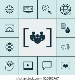 Set Of Marketing Icons On Newsletter, PPC And Report Topics. Editable Vector Illustration. Includes Viral, Brain, Pay And More Vector Icons.