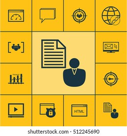 Set Of Marketing Icons On Newsletter, Focus Group And Report Topics. Editable Vector Illustration. Includes Brief, Link, Optimization And More Vector Icons.