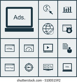 Set Of Marketing Icons On PPC, Security And Connectivity Topics. Editable Vector Illustration. Includes HTML, Ranking, Security And More Vector Icons.