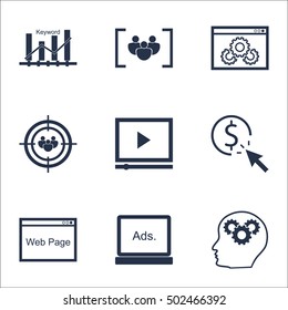 Set Of Marketing Icons On Questionnaire, Website Performance And Keyword Optimisation Topics. Editable Vector Illustration. Includes Page, Web And Browser Vector Icons.