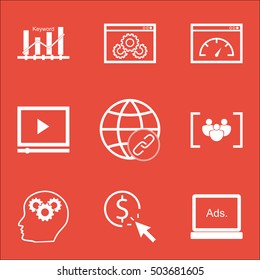 Set Of Marketing Icons On Questionnaire, Video Player And Keyword Optimisation Topics. Editable Vector Illustration. Includes Website, Creativity And Optimization Vector Icons.