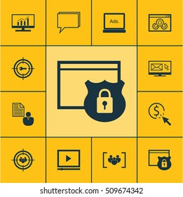 Set Of Marketing Icons On Questionnaire, Keyword Marketing And Report Topics. Editable Vector Illustration. Includes Email, Dynamics, Businessman And More Vector Icons.