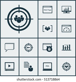 Set Of Marketing Icons On Questionnaire, Conference And Video Player Topics. Editable Vector Illustration. Includes Analytics, Focus, Website And More Vector Icons.