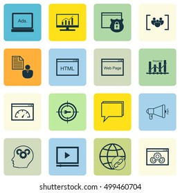 Set Of Marketing Icons On Security, Digital Media, Video Player And Other Topics. Editable Vector Illustration. Includes Community, Security, Marketing And More Vector Icons.