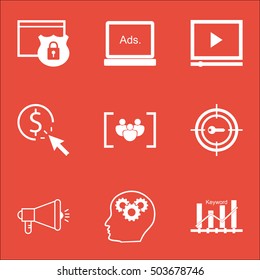 Set Of Marketing Icons On Security, Questionnaire And Brain Process Topics. Editable Vector Illustration. Includes Ranking, Marketing And Target Vector Icons.