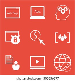 Set Of Marketing Icons On Security, Website And Video Player Topics. Editable Vector Illustration. Includes Link, Website And Plan Vector Icons.