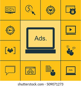 Set Of Marketing Icons On Security, Questionnaire And Video Player Topics. Editable Vector Illustration. Includes Marketing, Newsletter, Performance And More Vector Icons.
