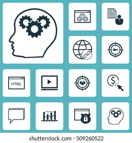 Set Of Marketing Icons On Security, Video Player And Keyword Optimisation Topics. Editable Vector Illustration. Includes Target, Pay, Performance And More Vector Icons.