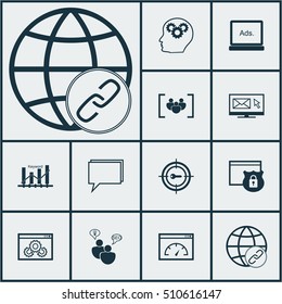 Set Of Marketing Icons On Security, Conference And Questionnaire Topics. Editable Vector Illustration. Includes Security, Page, Email And More Vector Icons.