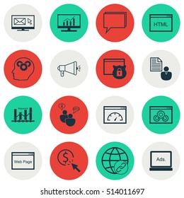 Set Of Marketing Icons On Security, Brain Process And Report Topics. Editable Vector Illustration. Includes Security, Link, Click And More Vector Icons.