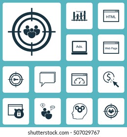 Set Of Marketing Icons On SEO Brainstorm, Security And Brain Process Topics. Editable Vector Illustration. Includes Click, Website, SEO And More Vector Icons.