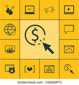 Set Of Marketing Icons On Website Performance, Conference And Security Topics. Editable Vector Illustration. Includes Per, Dynamics, Viral And More Vector Icons.