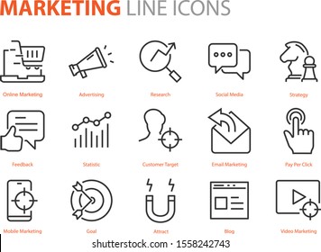 set of marketing icons, seo, analytics, ads, business - Shutterstock ID 1558242743