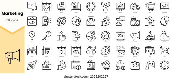 Set of marketing Icons. Simple line art style icons pack. Vector illustration