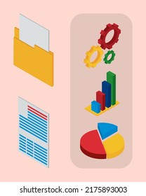 set of marketing isometric flat design