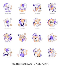 Conjunto de Ilustraciones isométricas de marketing