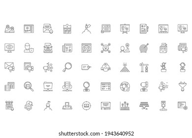 set of marketing outline icons collection , seo, analytics, ads, business Vector illustration