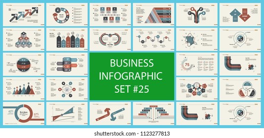 Set of marketing or production concept infographic charts. Graphic elements for presentation slide templates. For corporate report, advertising, banner and brochure design.