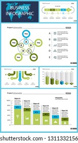 Set of marketing or production concept infographic charts. Graphic elements for presentation slide templates. For corporate report, advertising, banner and brochure design.