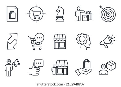 set of Marketing Strategy elements symbol template for graphic and web design collection logo vector illustration