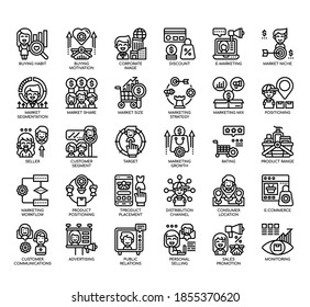 Set of Marketing Strategy thin line and pixel perfect icons for any web and app project. 