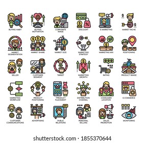Set of Marketing Strategy thin line and pixel perfect icons for any web and app project. 