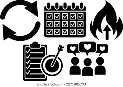 Set of Marketing Team Target Simple Solid Fill Icon