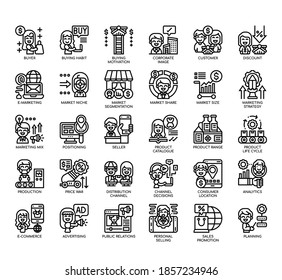 Set of Marketing thin line and pixel perfect icons for any web and app project. 