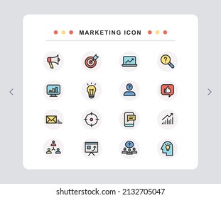 A set of marketing-related vector icons used in the company.