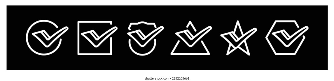 Set of  marks  Vector tick icons.black check mark icon set isolated on white background. icons for design on black background